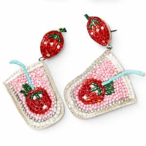 Pendientes de Árbol de Navidad con Cuentas Rojas y Verdes, Pendientes Colgantes con Perlas, Joyería Navideña para un País de las Maravillas Invernal - Product Image 1