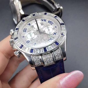 นาฬิกาควอทซ์ทำมือสุดหรูพร้อมเพชร VVS Moissanite สไตล์ฮิปฮอปสายสแตนเลสสีเงินหน้าปัดกระจกหน้าต่าง - Product Image 3