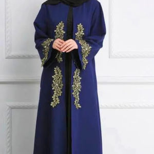 Femmes élégant modeste brodé à la main Zardozi décontracté Kimono Abaya XXL fait à la main traditionnel musulman vêtements adultes bouton - Product Image 1