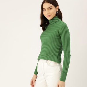 2025 hiver personnalisé Sexy couleur unie haut en coton tricots décontracté femmes pull pour manches longues pull à col roulé - Product Image 3