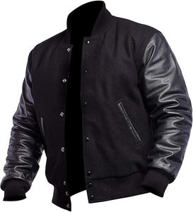 2025 nuevo OEM 100% chaquetas de béisbol universitarias de alta calidad para hombres algodón poliéster venta completa bombardero liso estilo callejero - Product Image 1