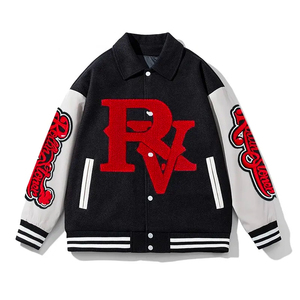 Custom Logo <b>Men's</b> Polyester/Cotton Hooded Winter Eco-Friendly Windproof Letterman Baseball <b>Jacket</b> - Product Image 1