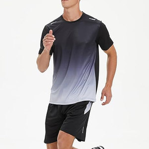 Streetwear avec impression personnalisée et logo pour hommes, ensemble de t-shirts décontractés, ensemble entraînement deux pièces shorts pour hommes, taille adulte - Product Image 5