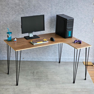 Bureau de jeu en forme de L GD68083 140x100cm avec pieds en fer à cheveux de cheval, surface en MDF et bois contreplaqué pour usage domestique ou professionnel, idéal pour ordinateur - Product Image 2