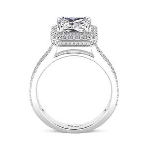 แหวนหมั้น Jeulia Pave Halo Cluster ทรงสี่เหลี่ยมผืนผ้า ชุบโรเดียมโรสโกลด์หรือชุบทอง - Product Image 4