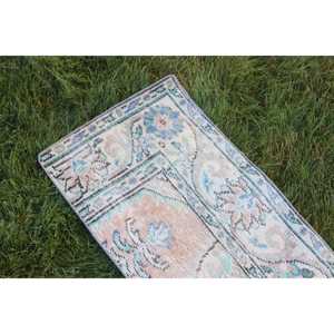 Alfombra Turca Vintage de Lana 1.7x3 pies, Ecológica, Azul con Diseño de Parches y Base de Látex - Product Image 5