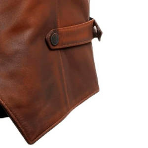 Chaleco de cuero de aspecto único y clásico, ropa informal para exteriores, Chaleco de cuero transpirable de estilo personalizado de alta calidad para hombres - Product Image 4