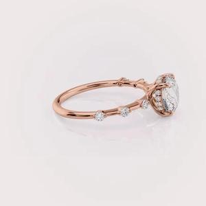 Bague solitaire en or 9K multicolore avec diamant de laboratoire, coupe pavé, bijoux de fiançailles certifiés IGI, style vintage pour femme - Product Image 3