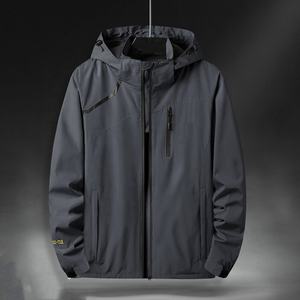 Chaqueta cortavientos impermeable ligera de nailon para hombre personalizada al por mayor, ropa de calle con cuello levantado - Product Image 3