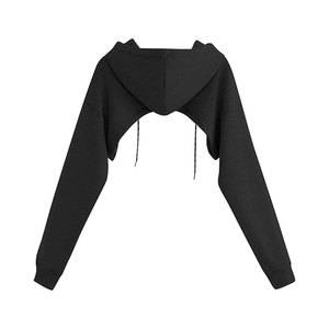 Ropa de invierno de Color sólido para mujer, sudaderas con capucha de corte corto, venta directa de fábrica, transpirable, transpirable, anti-pilling, sudaderas con capucha de corte corto para mujer - Product Image 2