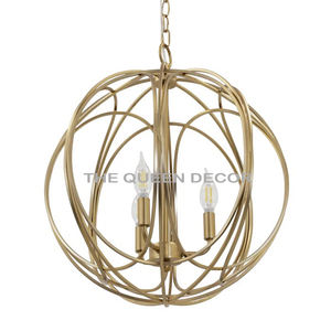 Lámpara de araña decorativa con acabado antiguo de oro con forma única de Metal de acero inoxidable de estilo elegante, Bombilla E26 de altura ajustable - Product Image 5