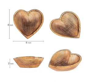 Bol en bois en forme de cœur avec une texture de grain lisse pour la décoration de la maison, à placer sur une table basse ou une étagère, article décoratif en stock - Product Image 2