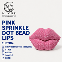 Statues en résine de lèvres à pois roses pour fille mignonne, décoration douce pour salon de beauté, décorations de bureau, cadeau de Saint-Valentin