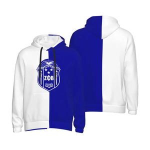 Sweat-shirts pour hommes Divine Nine en molleton de coton à rayures décontractées bleus avec des patchs brodés solides de la sororité Zeta Phi Beta, design haut de gamme - Product Image 1