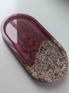 ถาดเรซิ่นตกแต่งหลากสี ถาดจัดระเบียบเครื่องสำอาง ของตกแต่งบ้าน ถาดเรซิ่นทรงรี ถาดวางของบนโต๊ะเครื่องแป้ง คุณภาพสูง - Product Image 4