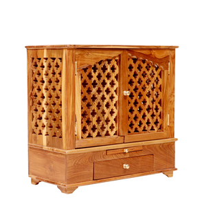 Luxury Wooden <b>Mandir</b> for Home Handmade Solid Wood Pooja Temple Indian Prayer Cabinet With Natural Polish Living Room KA831 - Product Image 4