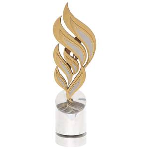 En bronze aluminiumand laiton conçu pour tourner La sculpture représente des flammes stylisées en or sculpture polie moderne - Product Image 1