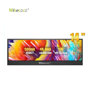 Wisecoco 14 "4K UHD 3840x1100จอภาพแบบพกพาหน้าจอสัมผัส LCD หน้าจอบาร์จอภาพสำรองสำหรับพีซีเคสคอมพิวเตอร์ <span class=keywords><strong>Aida64</strong></span> GPU - Product Image 1
