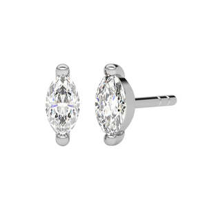 NOVAMART Fine Premium 925 <b>Sterling</b> <b>Silver</b> <b>Stud</b> Earrings for Women Girls Water Drop Shape Gold Bezel Setting Featuring Marquise P - Product Image 1