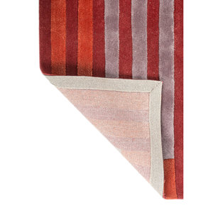 Alfombra Caliedo a Rayas, Hecha a Mano con Lana y Viscosa, Roja y Naranja, Tnq-3320, para Uso Doméstico - Product Image 5