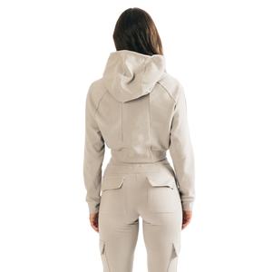 เสื้อฮู้ดผู้หญิงสวมใส่สบายสำหรับฤดูหนาว แขนยาว ระบายอากาศได้ดี ผ้าทอไม่ยับ ทรงครอป ปักโลโก้ด้านหน้า - Product Image 6