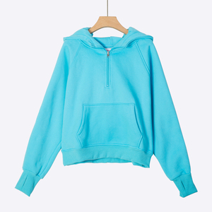 Sudaderas con capucha de color sólido con estilo para mujer al por mayor tejido de punto de alta calidad nuevo diseño lavado con ácido estampado frontal lavado a la piedra - Product Image 4