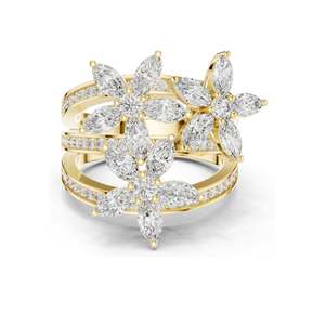Bague florale en diamants de laboratoire marquise et ronds de 2,199 carats, clarté VVS-VS EF, or 18 carats, 14 carats, 10 carats et argent 925, rose, jaune - Product Image 2