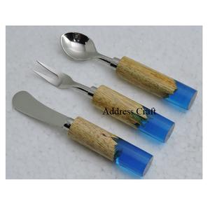 Juego de cubiertos chapados en cobre de acero inoxidable 18/8 de alta calidad, mango de resina de madera, regalos de Negocios Americanos ecológicos sostenibles - Product Image 6