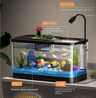 Aquarium extérieur écologique de luxe transparent pour poissons rouges et tortues, grand aquarium avec couvercle, ensemble deux pièces, panier pour nourriture pour poissons