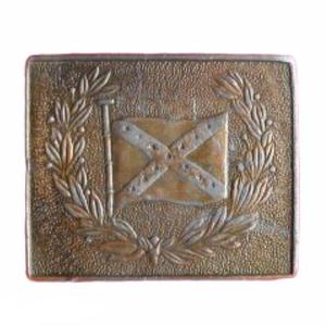 หัวเข็มขัดทองเหลืองโบราณลายธงรัฐคอนเฟเดอเรชั่น ประดับด้วยพวงหรีด - Product Image 1