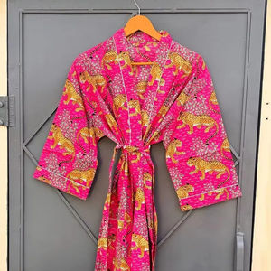 Indian Beach Kimono Robe Long Kimono Robe for Women 100% Cotton Lightweight Bathrobe Versatile <b>Shower</b> Robe - Product Image 1