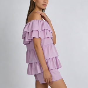 จั๊มพ์สูทขาสั้นแบบเปิดไหล่ แต่งระบายเป็นชั้นๆ รุ่น Flowy ปี 2026 เหมาะสำหรับงานลำลองกลางแจ้ง สำหรับสุภาพสตรี ขายดี - Product Image 6