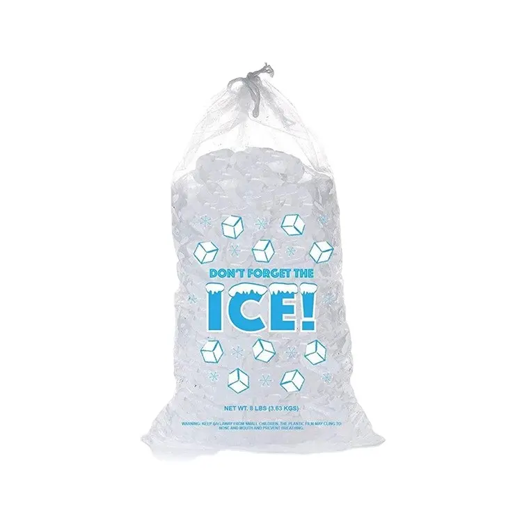 Ice bag cotton drawstring ice plastic bag ice bag with handle produce on rolls hot sales item from Viet Nam with best price