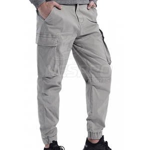 Marque distributeur Pantalon cargo décontracté léger pour homme, couleur unie, multi-poches, délavé foncé, 100% coton écologique - Product Image 1