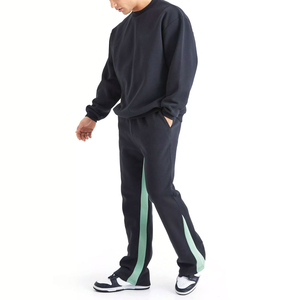 Personalizado de invierno de los hombres sólido 100% algodón pantalones de chándal conjunto de Sudadera con capucha de gran tamaño Drop Shoulder Jog pantalones Streetwear Regular Fit - Product Image 1