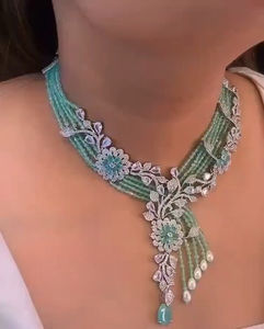 Ensemble de colliers de créateur de diamants américains CZ de qualité supérieure bijoux de mariée et de fête pour les mariages, les festivals et les occasions spéciales - Product Image 2