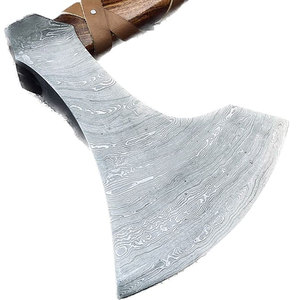 Wholesale Customized OEM ODM Cutlery Factory Damascus Steel Blade Axe with Wooden <b>Handle</b> And Leather Sheath Top Selling Hand Axe - Product Image 6