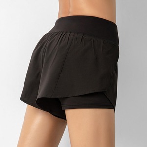 Nuevos pantalones cortos de mezclilla de cintura media para mujer, secado rápido, transpirable, entrenamiento atlético, doble capa, ropa de Fitness y Yoga, bolsillos lavados - Product Image 6