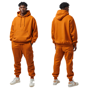 Conjunto Deportivo Premium de Algodón Grueso con Paneles Contorneados, Sudadera con Capucha Oversize y Pantalones Jogger, Fabricante OEM - Product Image 3