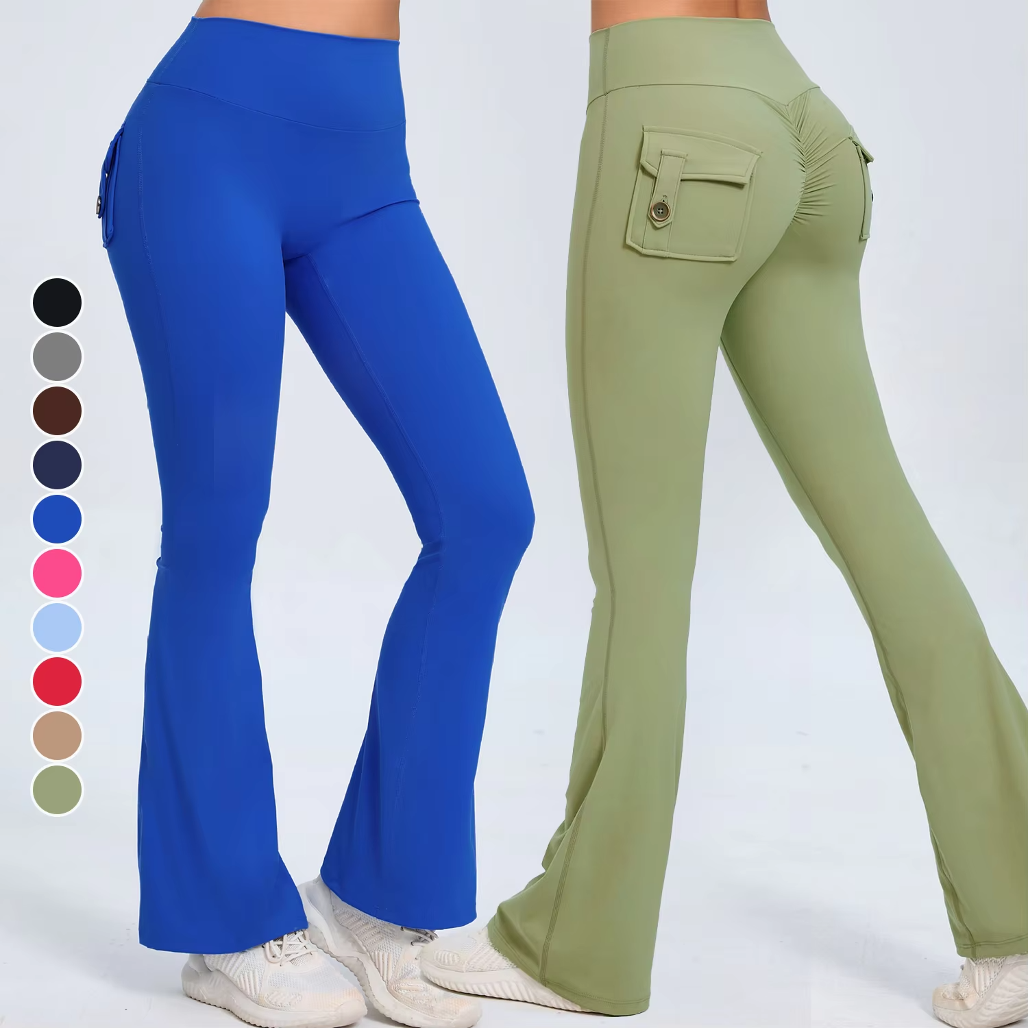 New Arrival Women's Solid Breathable Boot Cut High Waisted Flare Leggings Spandex/Nylon Four-Way Stretch Quick Dry Plus Yoga