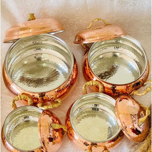 Casseroles en cuivre au design fait à la main avec couvercle parfaites pour le réchauffement et le stockage des aliments dans les restaurants Hotelware - Product Image 3