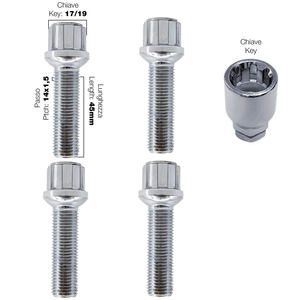 4 boulons antivol sphériques ch.17/19 14X1.5 l.45mm - Product Image 1