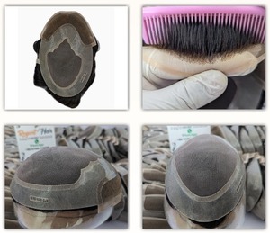 Vente en gros REGENT013 100% toupet de cheveux indiens pour hommes fabriqués à la main style vague naturelle et droite style vague d'eau - Product Image 1