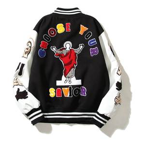 เสื้อแจ็คเก็ตเบสบอลหนังปักลายฤดูหนาวแบบกำหนดเองสำหรับผู้ชาย เสื้อแจ็คเก็ตวาร์ซิตี้ไซส์ใหญ่สำหรับผู้ชาย - Product Image 5