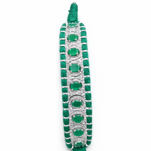 Rhaya Jewels - Pulsera de Plata de Ley con Baño de Rodio, Estilo Bohemio Clásico, con Hilo Envolvente, Ónix Verde Ovalado y Circonitas, Unisex, para Regalo - Product Image 2