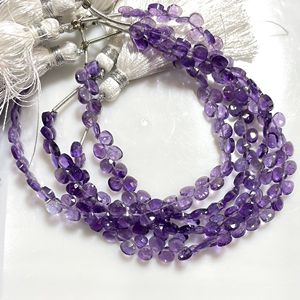 Alta calidad 4-4,5 MM amatista facetada pequeño corazón Briolette cuentas púrpura piedras preciosas proveedor al por mayor - Product Image 5