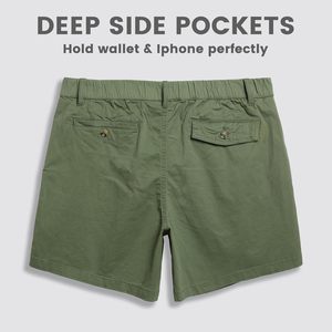 Short décontracté en coton de coupe classique pour homme Ceinture élastique avec poches multiples Tenue d'été pour la marche à tous les jours - Product Image 2