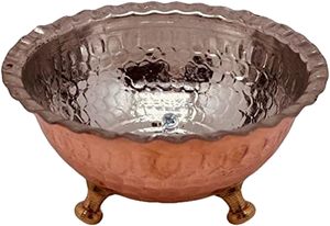 Grand bol en métal finition cuivre bol martelé plat de service fabricant indien prix bon marché - Product Image 2