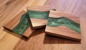 Posavasos clásico indio hecho a mano, mantel envejecido con diseño de madera con incrustaciones de resina, fabricante al por mayor, alfombrillas y almohadillas Premium - Product Image 2
