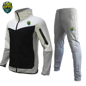 OEM Tenue de jogging en polaire technique à coupe ajustée pour hommes, survêtement à capuche à motif solide personnalisable, coton de marque privée adapté à l'hiver - Product Image 1